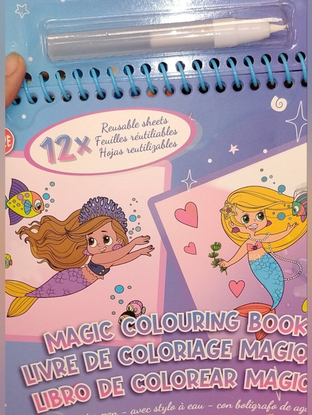 Magic Colouring Book - Reusable Mermaid Activity Book (Pink/Purple)